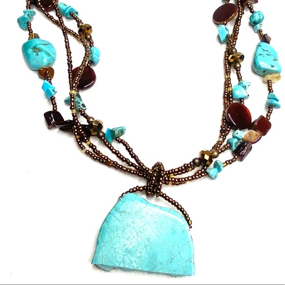 Beaded Turquoise Necklace - Picture 2 of 3